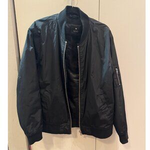 Threadfast Apparel, Unisex Black Bomber Jacket - Medium